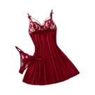 Camisola Bordada Vermelha Para Mulheres, Elegante E Confortável, Design Com Laço, Semi Transparente