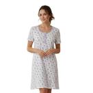 Camisola Botão Feminina Manga Curta Estampa Floral Pijama Camisão Gestante Dormir Senhora