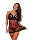 Camisola Capitu em Tule Estampado Renda + Calcinha