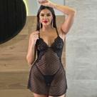 Camisola Curta Tule Transparente Rendada Mini Vestido Sexy Com Calcinha