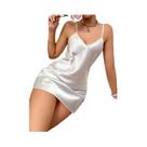 Camisola De Cetim Com Estampa De Lábios Vermelhos, Decote Em V, Costas Descobertas, Vestido Mini