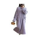 Camisola De Veludo Coral Para Mulheres, Pijamas Quentes, Roupão Longo Para Dormir, Vestuário De Casa