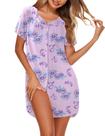 Camisola Ekouaer, pijamas femininos de algodão bordados florais Camisola Ekouaer, pijamas femininos de algodão bordados florais