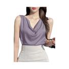 Camisola Elegante De Seda Satinada Com Decote Cowl Sem Mangas Estilo Coreano Para Mulheres