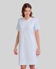 Camisola Feminina de Cetim com Decote em V e Manga Curta Azul Celeste Lohe