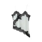 Camisola Feminina De Cetim Com Renda, Decote V, Alça Fina, Costas Abertas E Assimétrica Para O Verão