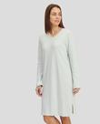 Camisola Feminina de Cetim com Renda Manga Longa Verde Lohe