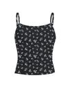 Camisola feminina fofa com estampa de laço Top Floerns preta floral 10Y