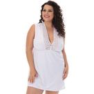 Camisola Feminina Plus Size Microfibra Renda Luxo Sensual