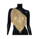 Camisola Feminina Sexy Y2K - Sem Costas, Strass, Ombro Único e Fenda Lateral