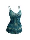 Camisola floral Verdusa Y2k Mesh Babydoll azul feminina