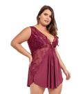 Camisola IMI Lingerie Com Calcinha Em Microfibra E Renda Bianca Vinho Camisola IMI Lingerie Com Calcinha Em Microfibra E Renda Bianca Vinho