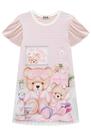 Camisola Infantil em Malha Confort Listrada Ursinhas Fofas - Kukiê Camisola Infantil em Malha Confort Listrada Ursinhas Fofas - Kukiê