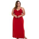 Camisola Longa Com Renda Vermelho Liganete Sepie 1010-PL Plus Size Camisola Longa Com Renda Vermelho Liganete Sepie 1010-PL Plus Size