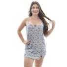 Camisola Plus Size Feminina Estampada Malha Fria Valeria