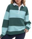 Camisola polo feminina SHBECYDE, listrada, cor verde