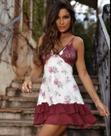 Camisola s/ bojo de liganete com detalhe em tule c/ calcinha