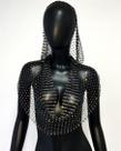 Camisola Sexy Feminina Com Decote Em V Profundo, Costas Descobertas, Com Strass, Top Cropped