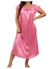 Camisola WDIRARA Satin Plus Size de manga curta rosa para mulheres