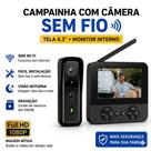 Campainha Com Câmera Sem Fio Tela 4.3 Monitor Interno Sem WiFi Vídeo Porteiro