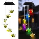 Campana de viento solar LED MorTime, colgante tipo colibrí de 25" para jardín y hogar