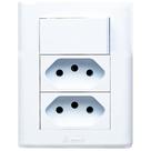 Canaleta PVC Jeri Conjunto 1 Interruptor 2 Tomadas 10A Branco Romazi