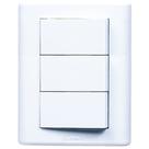 Canaleta PVC Jeri Conjunto 3 Interruptores Simples Branco Romazi