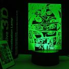 Candeeiro de mesa 3D com luz noturna Creative Ding Pattern Acrílico