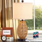 Candeeiro de mesa CINSARY Rattan com controle de toque USB regulável de 3 vias