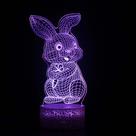Candeeiro de mesa Cute Bunny 3D LED, luz noturna de cabeceira para crianças