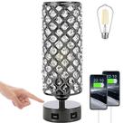 Candeeiro de mesa de cristal GZKPL Touch Control com porta USB dupla