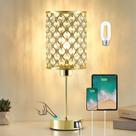 Candeeiro de mesa GyroVu Gold Crystal Touch com portas USB