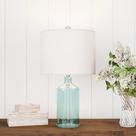 Candeeiro de mesa Lavish Home Clear Glass com lâmpada LED azul