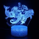 Candeeiro de mesa Mermaid 3D LED Colorido Gradient com controle remoto