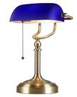 Candeeiro de mesa Newrays Blue Glass Bankers com interruptor de corrente