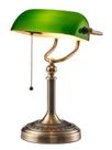 Candeeiro de mesa Newrays Green Glass Bankers com interruptor de corrente