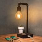 Candeeiro de mesa Seaside Village Industrial Vintage com portas USB Candeeiro de mesa Seaside Village Industrial Vintage com portas USB