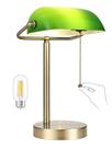 Candeeiro Newrays Traditional Green Glass Bankers Desk 37x26cm