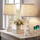 Candeeiros de mesa Drawealth, conjunto de 2 carregadores USB Farmhouse