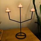Candelabro Artesanal 3 Braços WitzSmith - Ferro Dobrado à Mão, Minimalista e Elegante