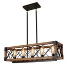 Candelabro de madeira Giluta Farmhouse retangular de 5 luzes 110-220V Candelabro de madeira Giluta Farmhouse retangular de 5 luzes 110-220V
