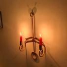 Candelabro de Parede Duplo em Ferro Cobre Estilo Clássico Artesanal 40x23cm Vintage