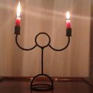 Candelabro Duplo Artesanal Preto Porta Velas Mesa Jantar Centro
