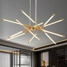 Candelabro Fang Yan Mei 80 cm com pingente LED dourado de 12 luzes