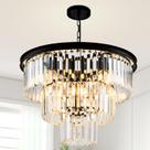 Candelabro HCCZ 8 Light Modern Crystal 50cm preto para interior