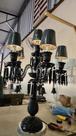 Candelabro Luminaria Classico Pingentes Cristal Preto Luxo Candelabro Luminaria Classico Pingentes Cristal Preto Luxo
