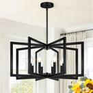 Candelabro Lynnoland 28" preto de 8 luzes em metal geométrico