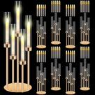 Candelabro Tandefio dourado de 5 braços com tons de acrílico LED