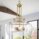 Candelabro WUZUPS LED redondo de vidro semeado 53x40cm dourado 120V