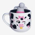 Caneca 350ml c/infusor p/ chá vaquinha